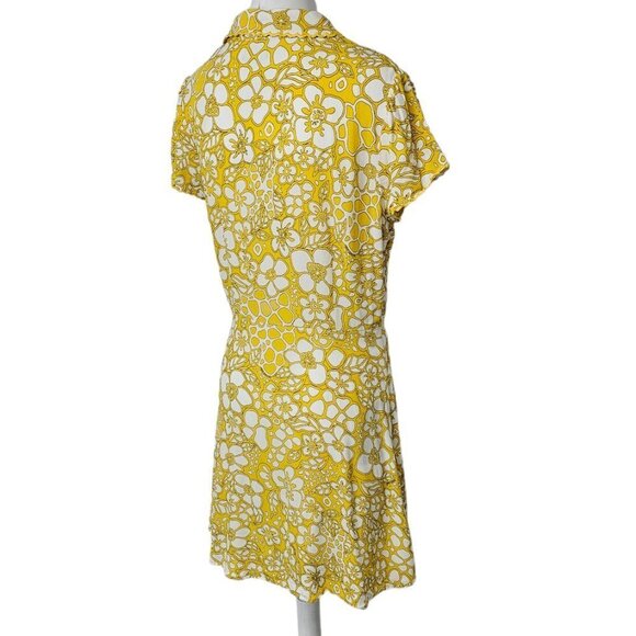 Aritza Sunday Best Vida Dress Flora Mini Shirt Button Front Size Small Yellow - Picture 5 of 11